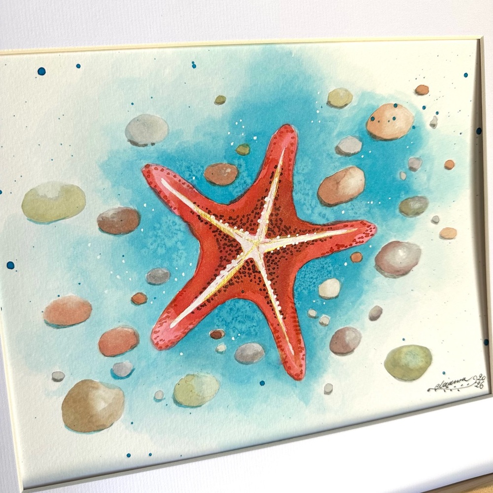 Hand-Made New Watercolor Art Starfish - Picture 4 of 5